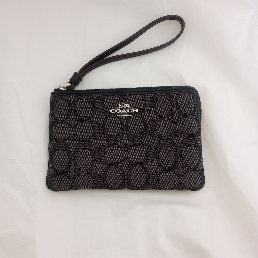 Coach Black Grey Wristlet